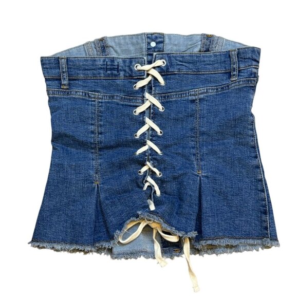 BDG Denim Corset Skirt Top Button Front & Lace-Up Back Small - Picture 2 of 5